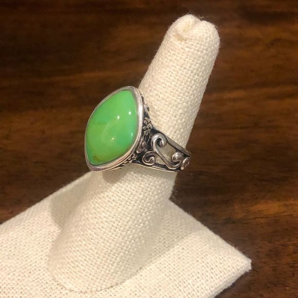 BARSE Green Turquoise Sterling Silver Filigree Openwork Ring - Picture 13 of 16